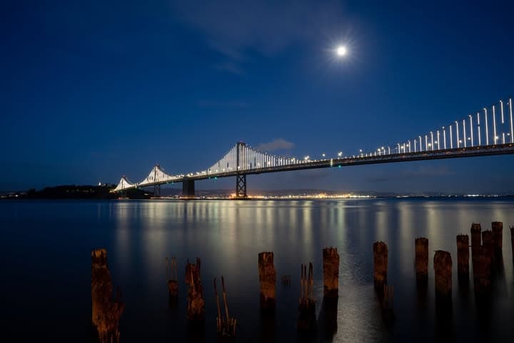 Bay Bridge under moonlight